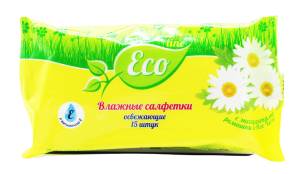 Влажные освежающие салфетки 15 шт Русалочка Eco Line Ромашка