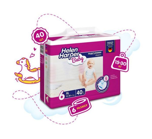 Изображение товара Подгузники Хелен Харпер Baby XL для детей 15-30кг 40шт Подгузники Хелен Харпер Baby XL для детей 15-30кг 40шт фотография