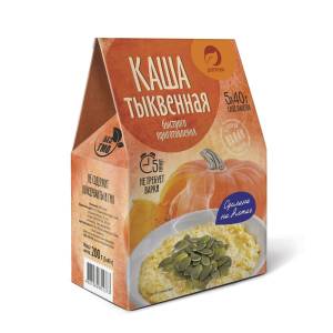 Каша тыквенная (тыквенная мука, пшенные хлопья, кукурузные хлопья), 5 саше по 40г