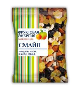 Сухофрукты Смайл (миндаль, кешью, ананас, изюм) фруктово-ореховая смесь, 50г